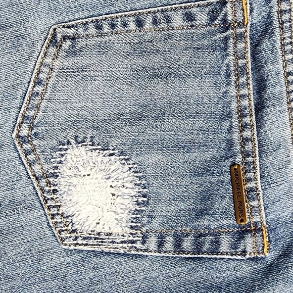 Michael Kors Womens Dillon Relaxed Fit Patchwork Distressed Blue Denim Jeans Siz - Picture 9 of 15
